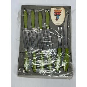 Vintage Imperial‎ Beef For 8 Serving Avocado Green Stainless Steel Original Box
